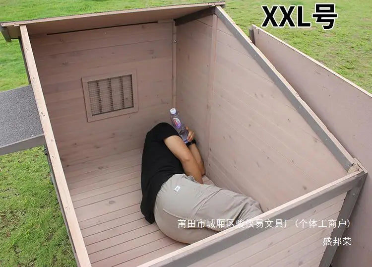 Outdoor dog house  large dog medium courtyard solid wood outdoor  sun protection rain protection villa Tongshen