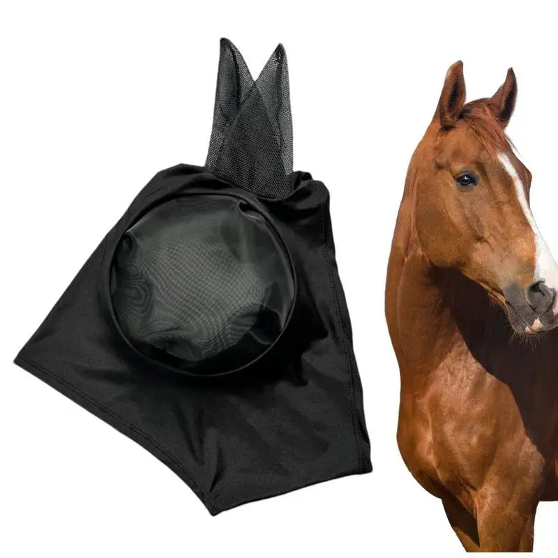 Fly Covers for Horses Fine Mesh UV Blocking Elastic Cover with Ears Machine Washable Equestrian Supplies for Outdoors
