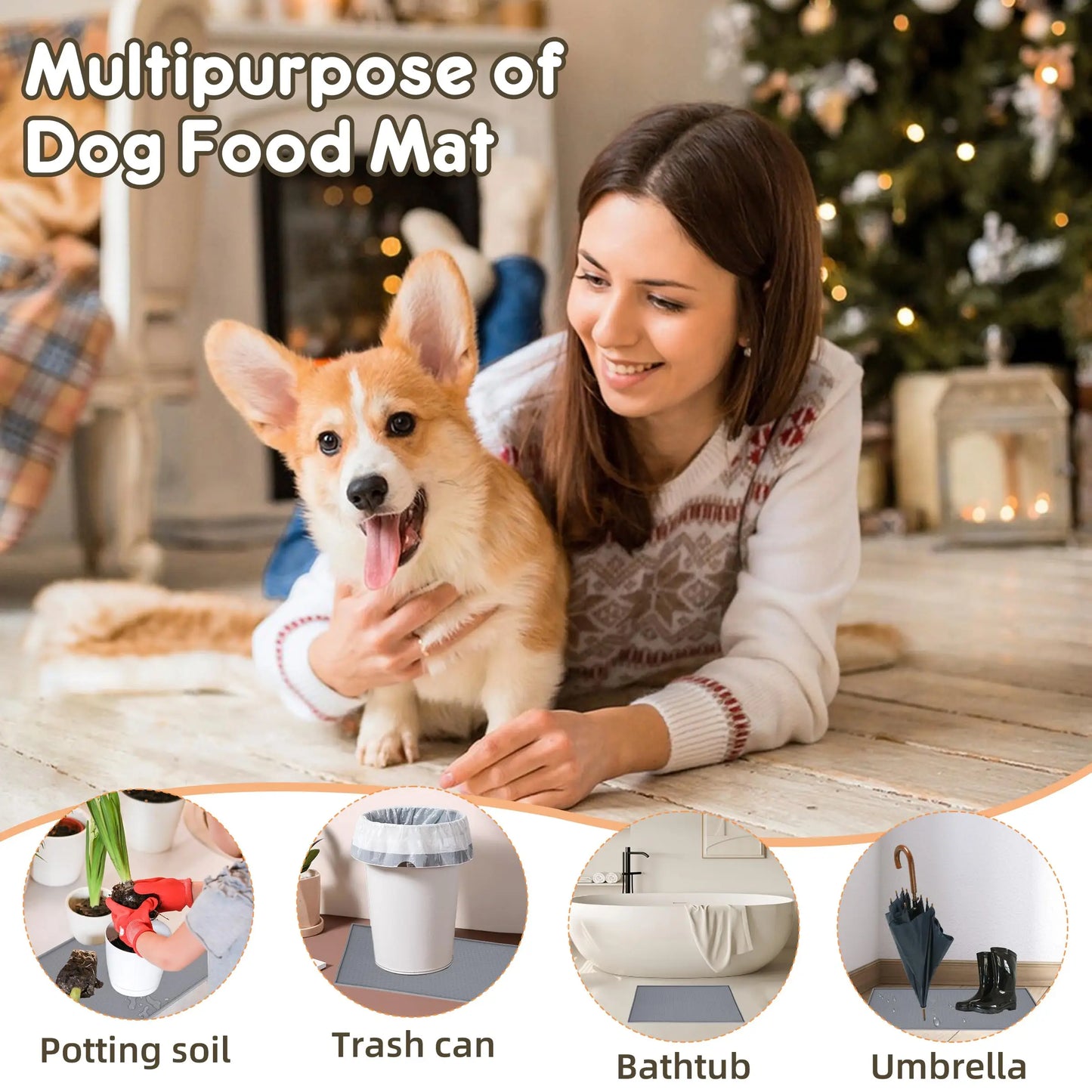 Pet Placemat Nonspill Easy to Clean Foldable Cat and Dog Feeding Mat Silicone Non-slip Waterproof Pet Mat