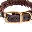 Braid Small Dog Collar Handmade from Thick Full Grain Leather Soft Durable Sturdy Material Belt Buckle Collar for Medium Breeds