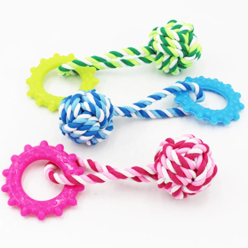 Pet Toy Chew Teething Cotton Rope Knot Ball Toys For Dog Tooth Clean Ball Bite-Resistant  Dog Chew Puppy Training InteractiveToy