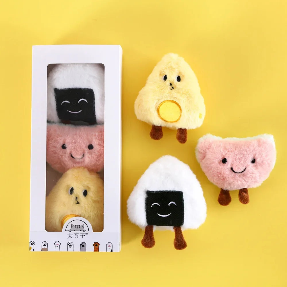 3pcs Cat Squeaker Cute Shaped Plush Toy Catnip Toy Cats Mint Toy with Built-in Bell for Kittens Puppy Products Pet Accessories