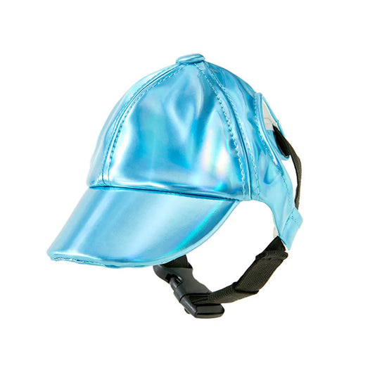 Dog Baseball Cap Fashion PU Dog Sun Hat Dog Peaked Cap with Ear Holes Adjustable Puppy Hat Waterproof Outdoor Pet Outfit Dog Cap