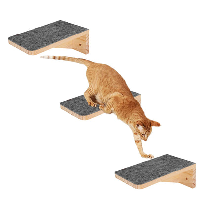 Wall Mounted Cat Climbing Shelves For Cat Corner Step With Guardrail Arch Platform Suit for Kitten Relax Non-slip & Widen Step