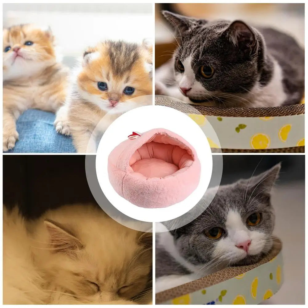 Hooded Cat Bed Cave Adorable Ear Design Cat Beds For Indoor Cats With Anti-Slip Bottom Cozy Pet Cave Comfortable Cat Nest