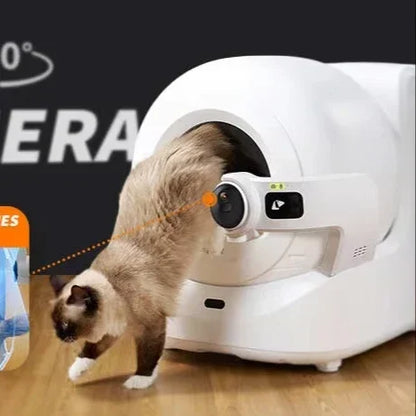 Automatic Litter Pan with Rotating CameraSealed and Odor-InsulatedMultiple Litter AvailableEasy-to-Clean Cat Litter Boxes