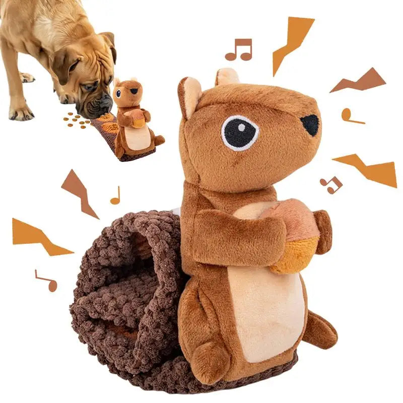 Dog Vocal Interactive Toy Velvet Squirrel Shaped Foraging Instinct Training Puppy Toys Interactive Dog Puzzle Toys With Sound
