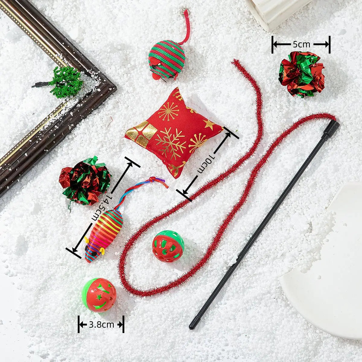 Cat Toy Cat Teaser Sticks Christmas Cat Toy Set New Product Cat Fun Stick Bell Ball Fun Interactive Pet Supplies
