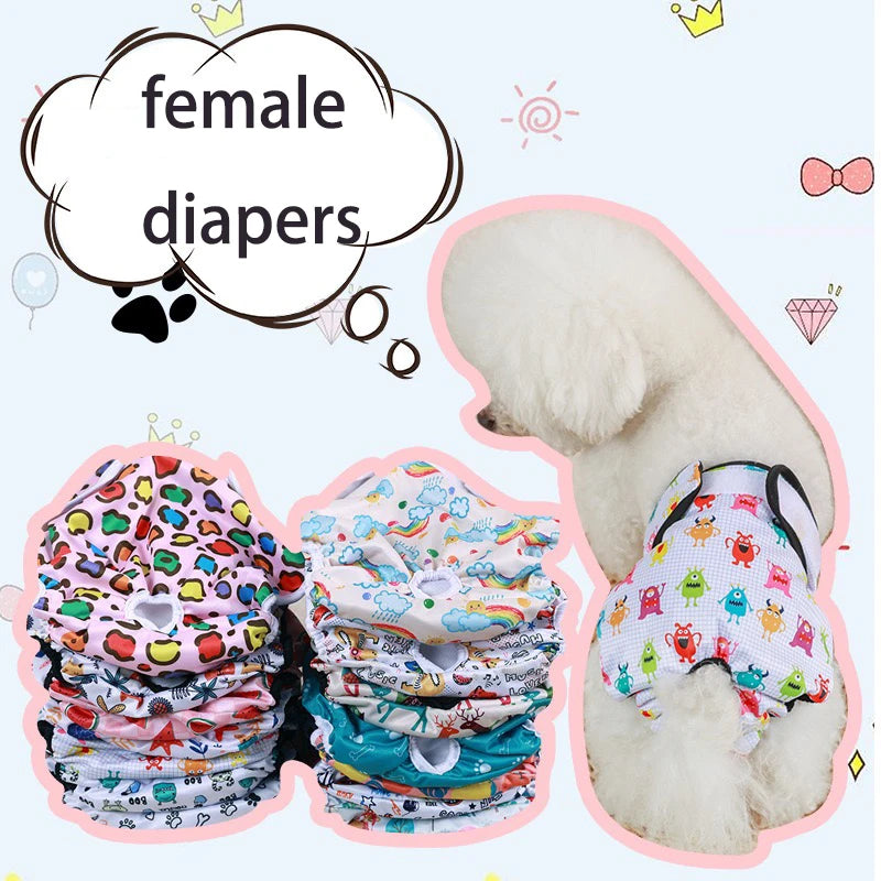 Cute Print Waterproof Physiological Pants Diapers Cotton Underwear for Small Puppy Safety Panties Breathable Girl Cat Clothes