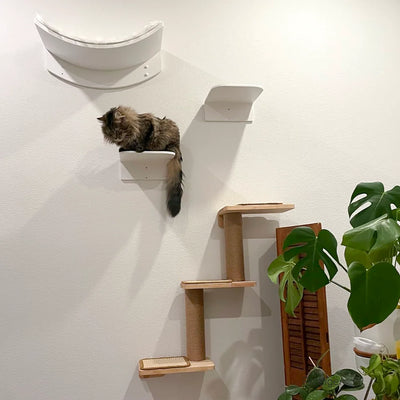 Cat Climbing Shelves Wall Mounted Cat Hammock 115cm Cat Bridge with Big Platform Z-type Cat Passage Step Stairway For Cat Kitten