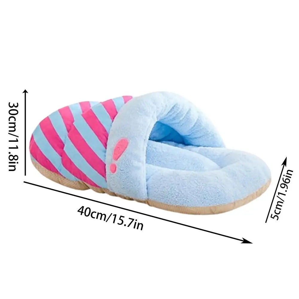 Cat House Bed Plush Winter Slippers Dog Nest Semi-Enclosed Design Pet Sleeping Tool for Dogs Cats Rabbits Warm Kitten Puppy Nest