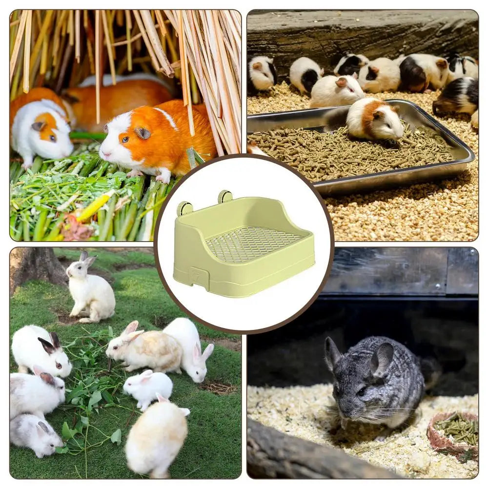 Large Capacity Pet Toilet with Buckle for Guinea Pigs Dangling Square Small Pet Litter Box Pet Cleanging Tools