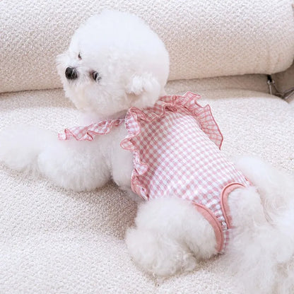 Washable Female Dog Diapers Suspenders Plaid Pet Physiological Pants Dog Shorts for Small Dogs Pet Products Cute Dog Underwear