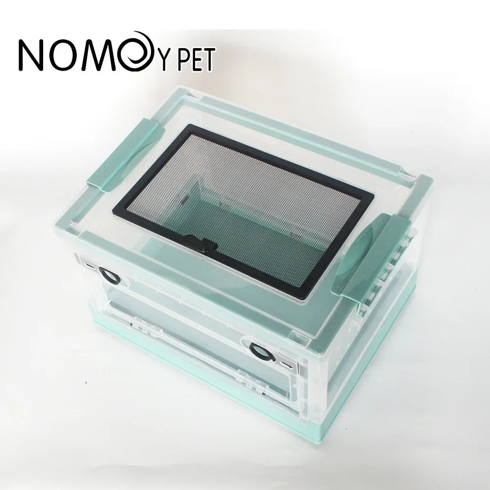 Foldable Reptile Feeding Box Anti-Drop with Screen Ventilation Spider Lizard Reptile Terrarium Hatching Container Habitat