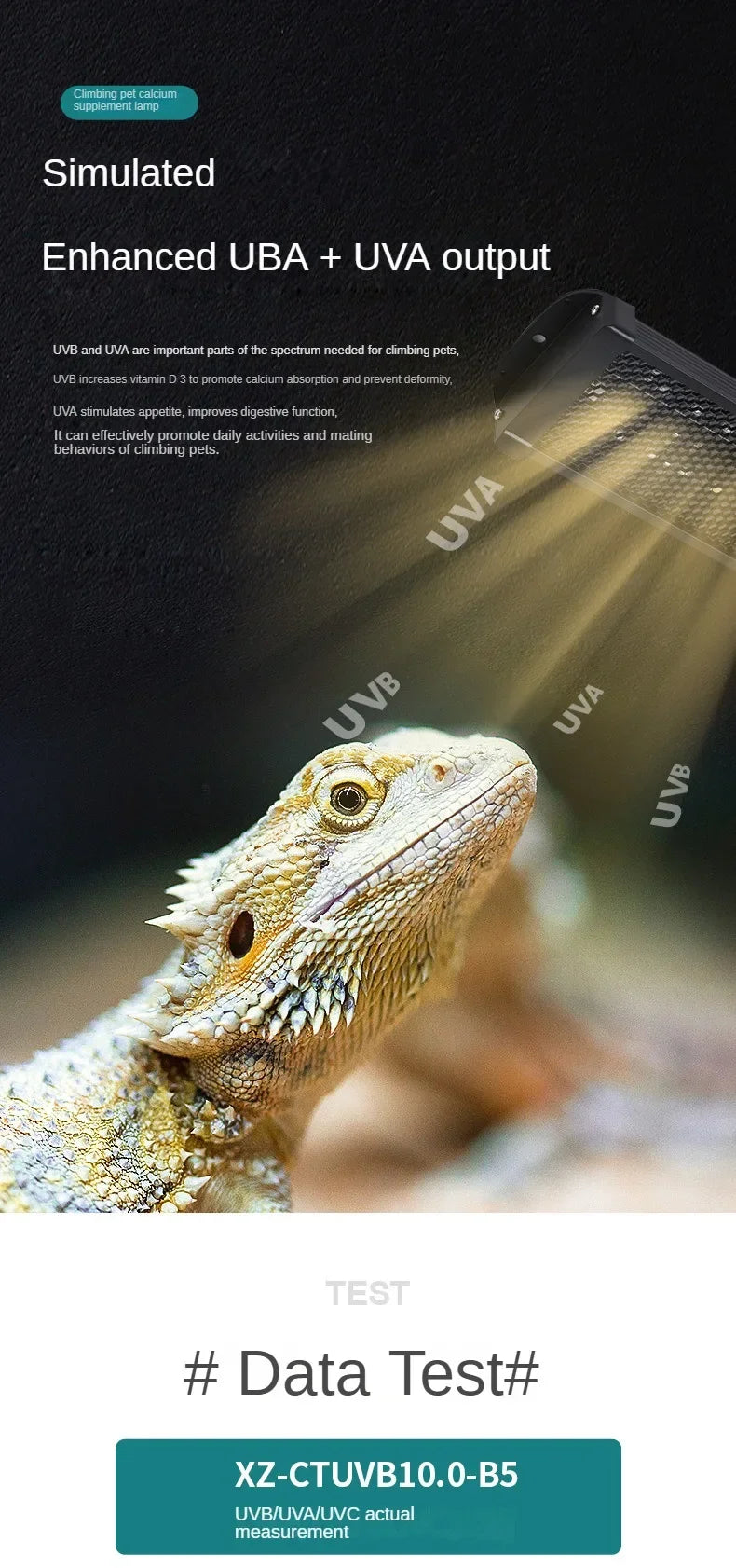 UVA+UVB Reptile Full Spectrum LED Light Turtle Lizard Snake Terrarium Sunbathe Heat Lamp 10.0 20.0 Sun Lamp Sunbathe Heat Lamp
