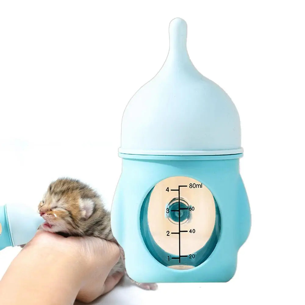 Pet Nursing Bottle Nursing Kitten Feeder Anti-Choking Silicone Feeding Nipple Small Animals Feeder with Visual Scale for Guinea