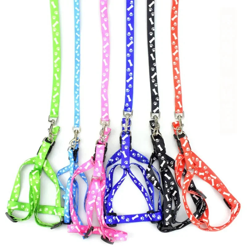 High Quality 1.5cm Width Harness Leashes for Dogs Pets  Collar Small Dog Pet Nylon Harness Puppy Cat Adjustable with Lead Leash