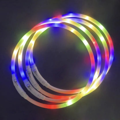 4 Modes Dog Luminou Charge Collar Led Usb Cat Silicone Colorful Collar Detachable Night Glow Pet Loss Prevention Dog Accessories