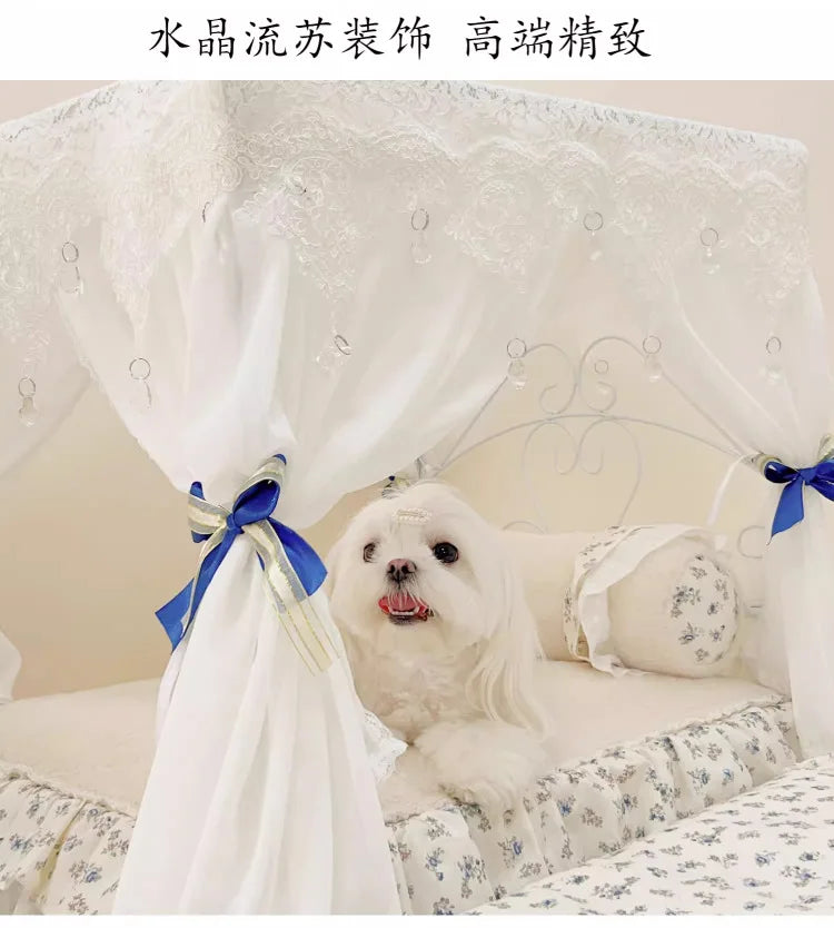 Pet Bed Cat Bed Cat Nest Teddy Than Bear Kennel Princess Wrought Iron Dog Bed Small Medium and Large Dog Supplies