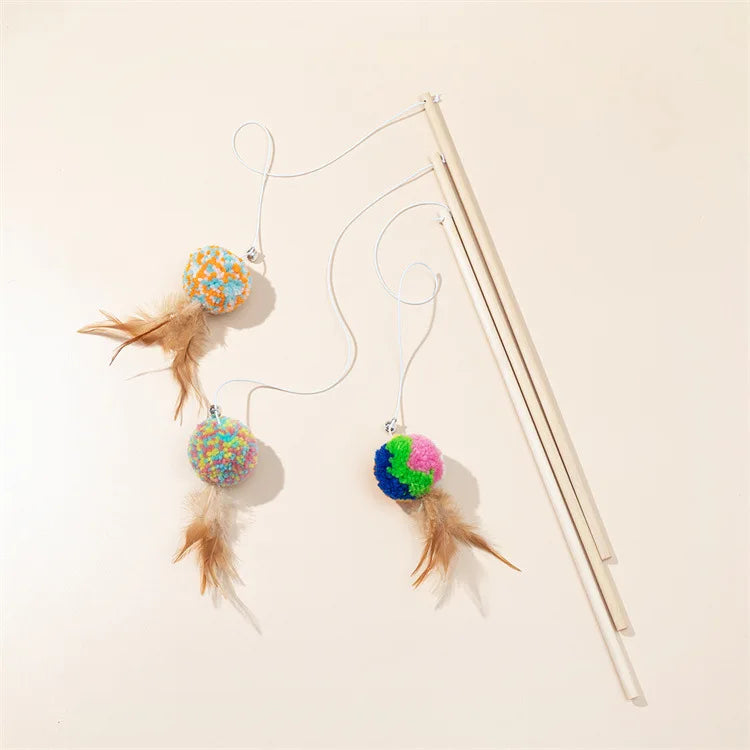 Cat Toy Cat Teaser Sticks Pussy Cat Stick Hair Ball Cat Bite Interactive Toy Replacement Head Pet Supplies