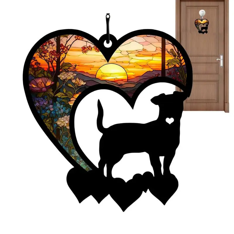 Dog Memorial Sun Catcher Pet Loss Sympathy Gift for Dog Lovers Dog Memorial Sun Catcher for Home Garden Wall Window Bereavement