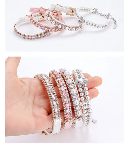 Luxury Rhinestone Puppy Collar for Small Dogs Cat Necklace Bling Crystal Jewelry Pet Accessorie Princess Diamond Wedding Collar