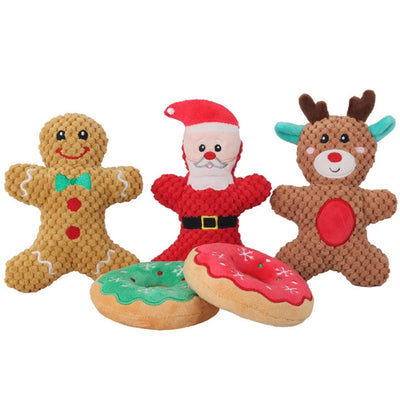 Dog Christmas Toy Plus Toy Cute Santa Elk Gingerbread Man Donut Chew Toy Dog Toy