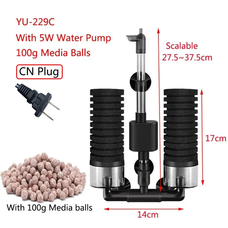 Aquarium Filter With Water Pump For Fish Tank Air Pump Skimmer Biochemical Sponge Filter Aquarium Bio Filters Filtro Aquario
