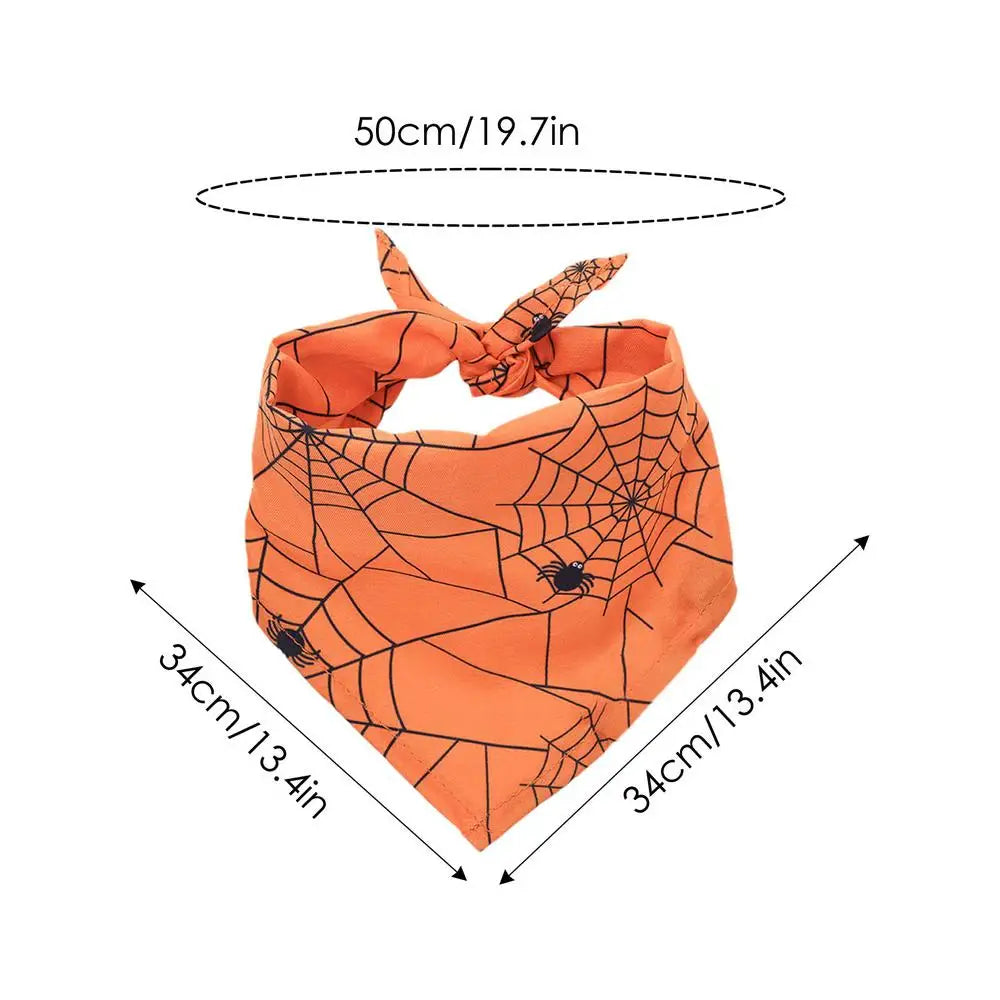 Dog Scarf Pet Costume Saliva Towel Adjustable Pumpkin Dog Scarf Triangle Pet Scarf Skull Washable For Boy Girl Toy