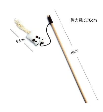 1PC Teaser Feather Toys Kitten Funny Colorful Rod Cat Wand Toys Wood Pet Cat Toys Interactive Stick Pet Cat Supplies