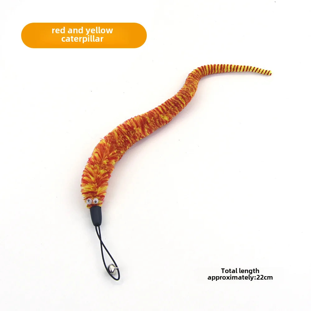 Cross-border cat teasing stick replacement head rainbow caterpillar wood teana stick cat toy funny cat bell hair ball replace...