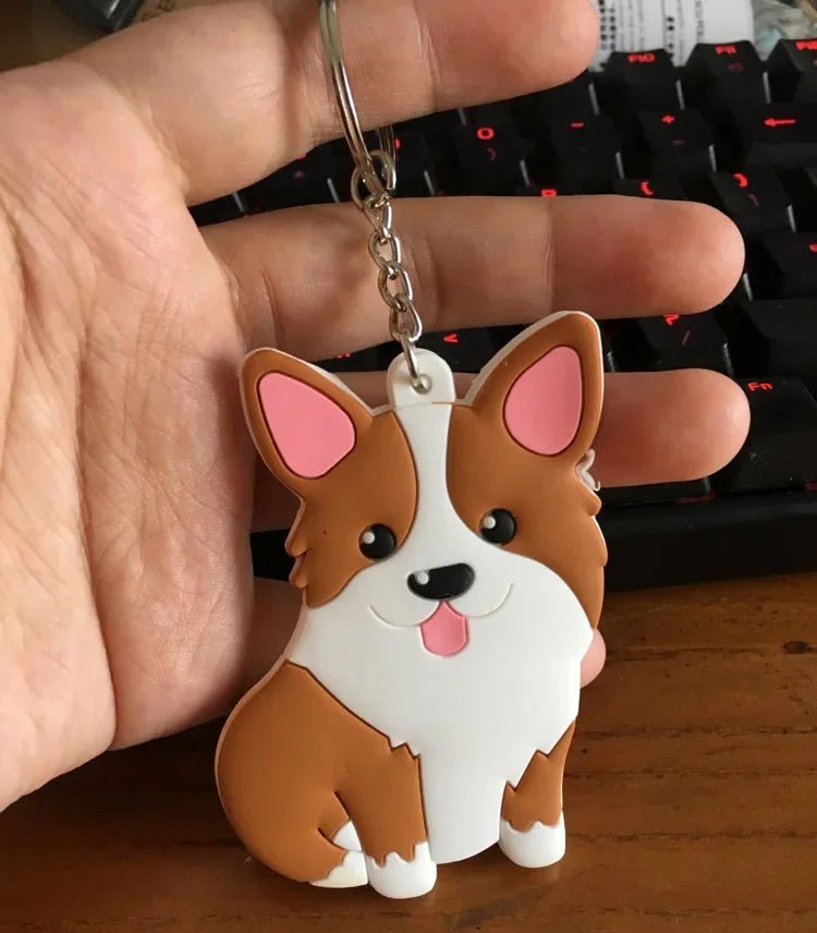 double-face PVC Shiba Inu keychain for women key ring Siberian husky keychain cute dog keychain key holder portachiavi bag charm