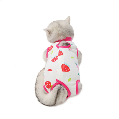 Cat Recovery Suit Kitten Suit E-Collar Alternative for Cats Puppies Small Dogs Abdominal Skin Anti Licking Pajamas Pet Clothing