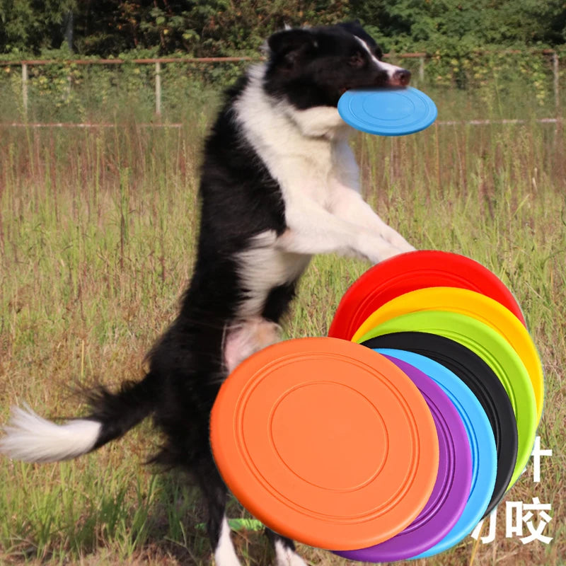Rubber Flying Saucer Interactive Dog Toy For Large Dogs Soft Dog Accessories Puppy Training Supply Puzzle Activity Game Chewers
