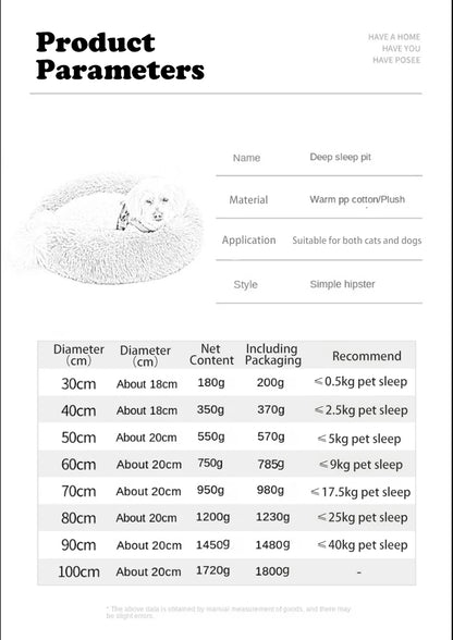 Circular Cat Bed with Plush Insulation Deep Sleep for Pets Soft Macaron Pet Mat Removable and Washable Suitable for All Seasons