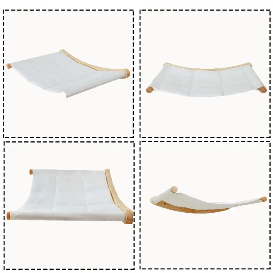 Wall Mounted Cat Climb Shelf Perch and Ladder Cat Hammock and Three Step Wood Stairway for Cats Playing and Sleeping