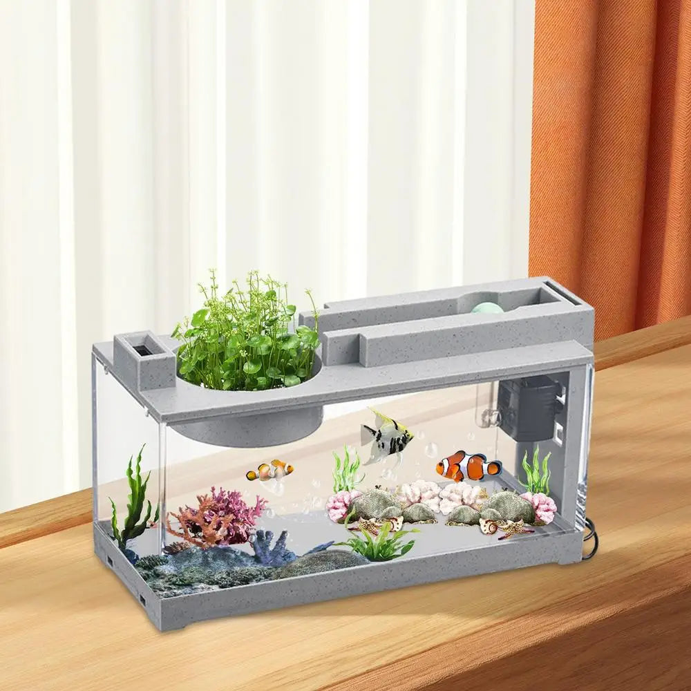 Desk Aquarium Glass Aquarium Modern Silent Desktop Fish Tank With Air Pump For Seaweed Small Corals Betta Fish Shrimp Goldfish