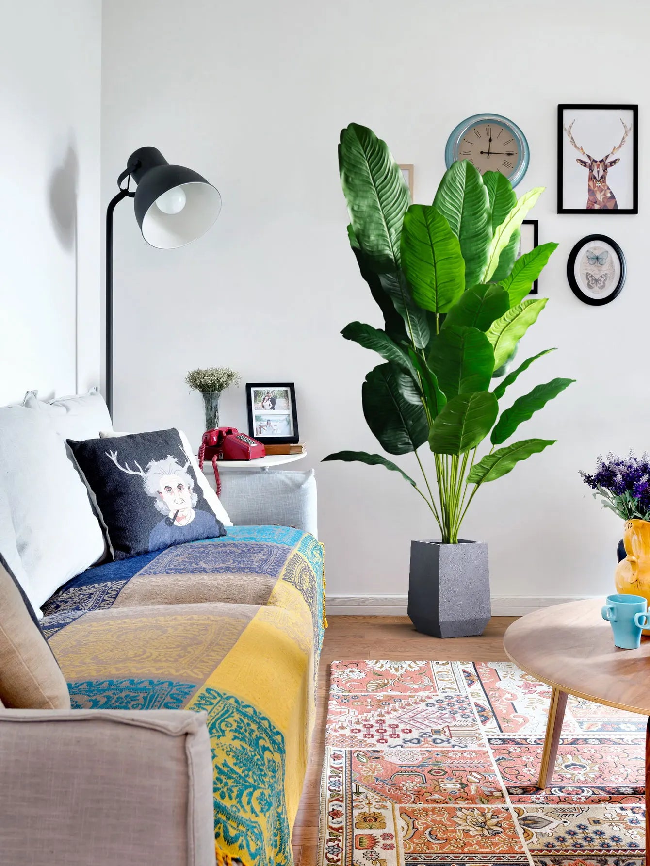 85-115cm Large Artificial Plants Bird of Paradise Tree Tropical Fake Banana Leaves Plastic Palm Plants for Home Garden Decor