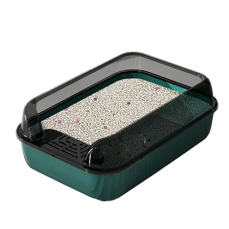 Cat Litter Box Large Pet Litter Box with Scatter Shield Open Top Pet Toilet High Sided Cat Poop Box Pet Cleaning Boxes