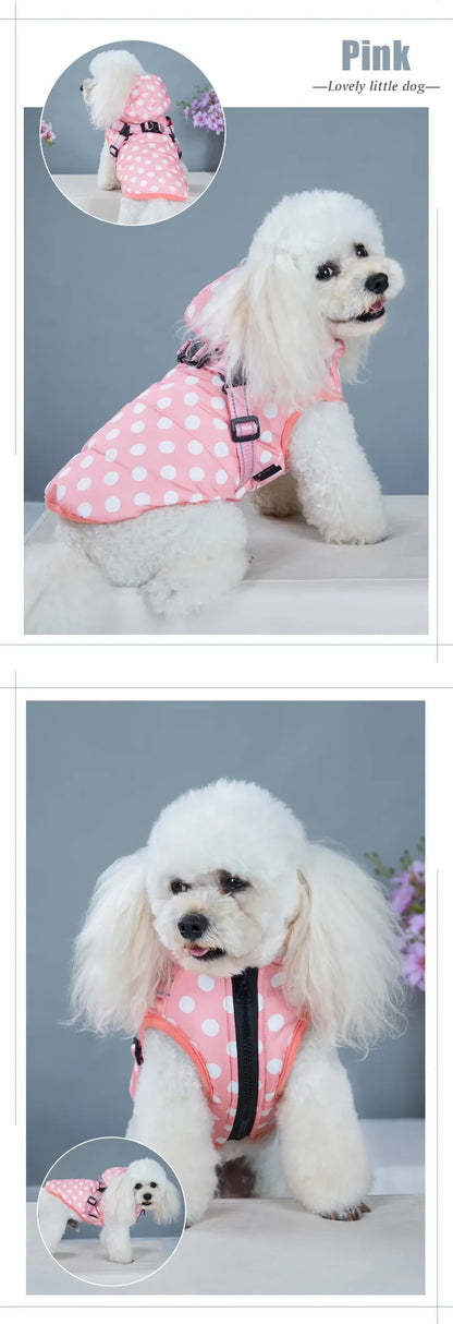 Winter Reflective Large Pet Dog Jacket With Harness Warm Clothes For Labrador Waterproof Coat Chihuahua French Bulldog Outfits