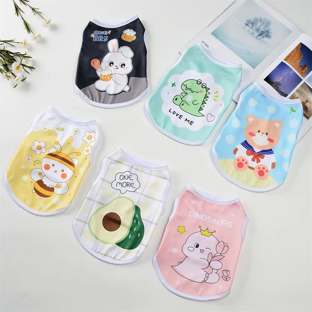 Cute Print Puppy Dog Vest Shirt Spring Summer Pet Clothes for Small Dogs Pomeranian Poodle Cat Shirts mascotas Clothing Apparel