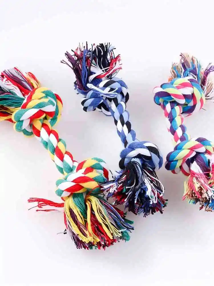 Pet dog cotton rope toys teeth cleaning teeth grinding resistant to bite rope knot toy rope double section cotton rope teething