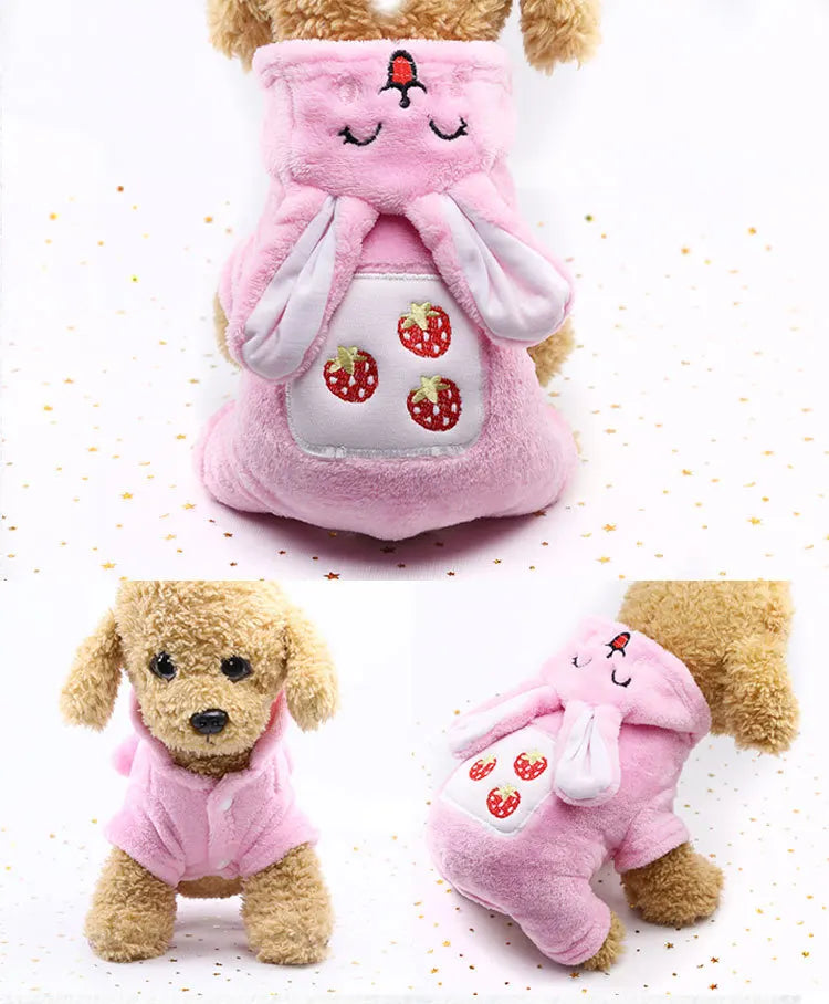 pawstrip Small Dog Clothes Warm Winter Pet Dog Jumpsuit Puppy Fleece Hoodie Chihuahua Small Medium Dog Warm Outfit Kitten Jacket
