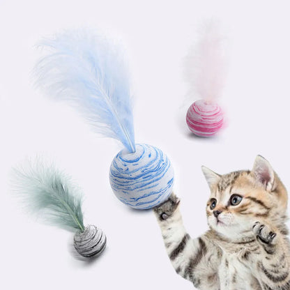 Cat Feather Toy Funny Foam Star Ball Feather Toy for Kitten Funny Cat Toy Throwing Toys Interactive Puppy Kitty Toy Pet Supplies