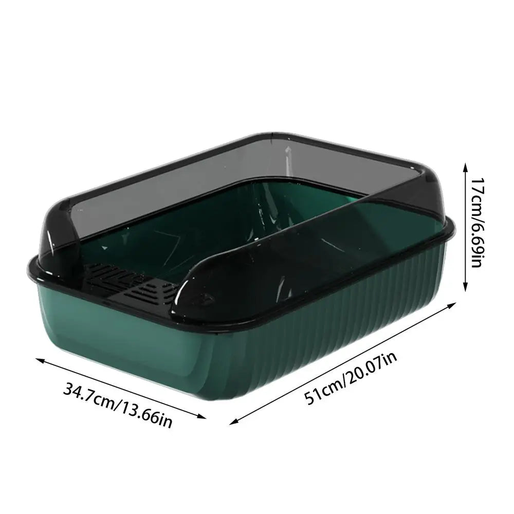 Cat Litter Box Large Pet Litter Box with Scatter Shield Open Top Pet Toilet High Sided Cat Poop Box Pet Cleaning Boxes