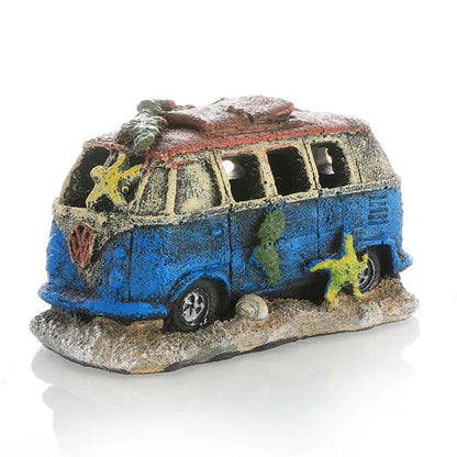 Artificial Aquarium Decoration Old Car Ornament Submarine Decor Resin Landscaping House for Fish Accessories for Aquarium Stuff