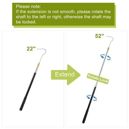 UXCELL Reptiles Amphibians Cleaning Tools Snake Hook Retractable Snake Catcher Snake Stick Snake Grabber Tool Black