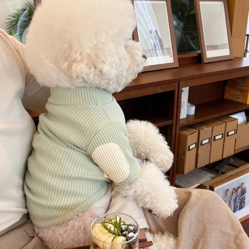 Fashion Pet Dog Bottoming Shirt Puppy Solid Color Clothes Winter Teddy Warm Two Legged Clothing Pet Poodle Pullover Dog Jackets
