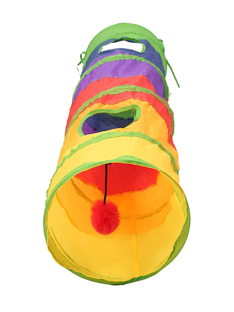 Rainbow Cat Tunnel Pet Tube Collapsible Play Toy Indoor Outdoor Kitty Puppy Toys for Puzzle Exercising Hiding Training