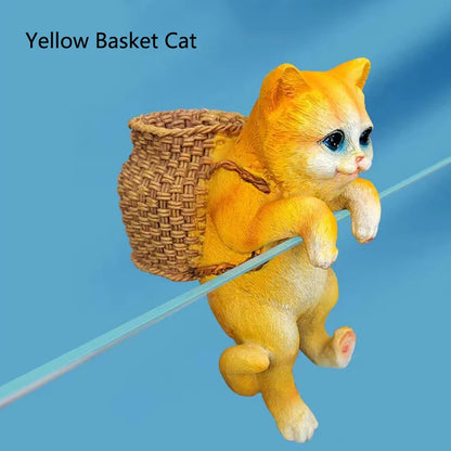 Aquarium Hanging Cat Backpack Hanging Ornaments Fish Tank Tool Storage Basket Desktop Flower Pot Landscaping Decoration Cute